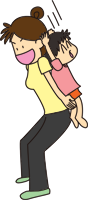 背中ですべり台