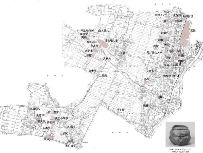 南箕輪村遺跡分布地図